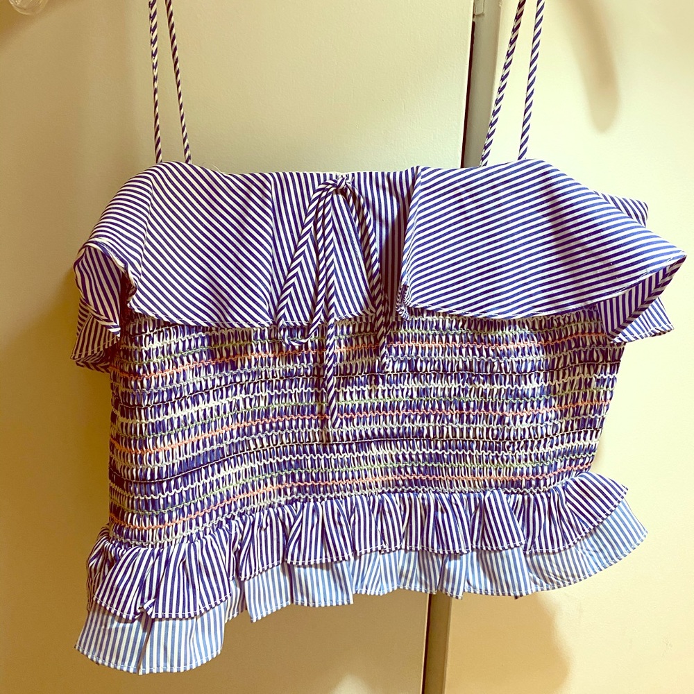 English Factory Powder Blue Smocked Top -size M